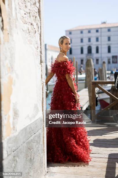 Lady Victoria Hervey is seen arriving at the 80th Venice International Film Festival 2023 on September 05, 2023 in Venice, Italy.