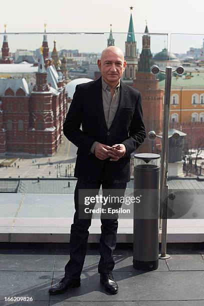 Actor Sir Ben Kingsley attends a photocall on the roof of The Ritz Carlton hotel during the Russia Tour for Iron Man 3 on April 10, 2013 in Moscow,...