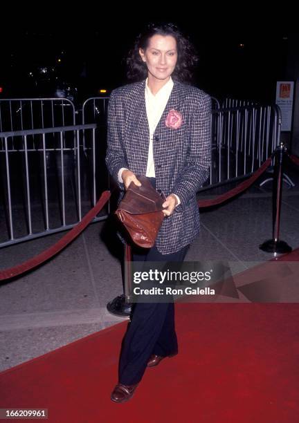 Actress Veronica Hamel attends the "City of Joy" Century City Premiere on April 7, 1992 at the Cineplex Odeon Century Plaza Cinemas in Century City,...