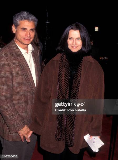 Actress Veronica Hamel and date attend the "Georgia" Beverly Hills Premiere on November 27, 1995 at the Samuel Goldwyn Theatre in Beverly Hills,...