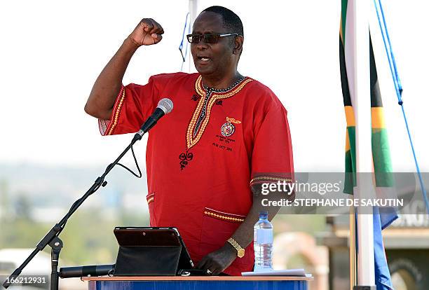 Congress of South African Trade Unions general secretary Zwelinzima Vavi delivers a speech during the 20th anniversary of the assassination of the...