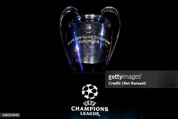 The UEFA Champions League trophy is displayed during the trophy unveiling as part of the UEFA Champions League Trophy Tour 2013 presented by Heineken...