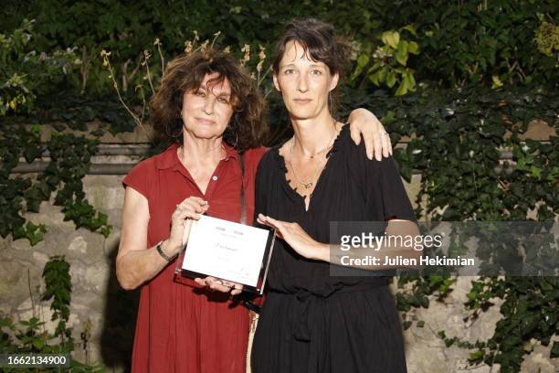 Fabienne Servan Schreiber and guest attend the cocktail party for the "La Rochelle Fiction Festival Nominees 2023" on September 05, 2023 in Paris,...