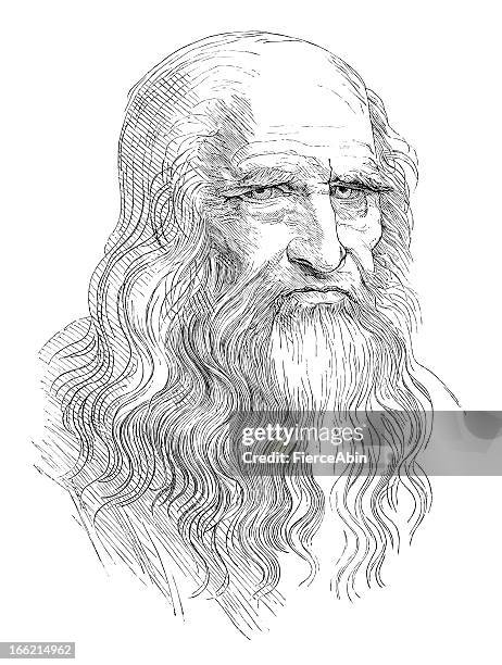 ilustrações, clipart, desenhos animados e ícones de leonardo da vinci - retrato artístico