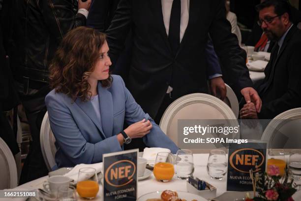 Isabel DÌaz Ayuso, president of the Community of Madrid seen during the event at the Ritz hotel in Madrid. A new edition of the informative...