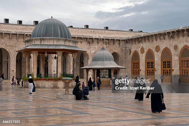 ablutions fountains in courtyard of great mosque - grande mosquée photos et images de collection