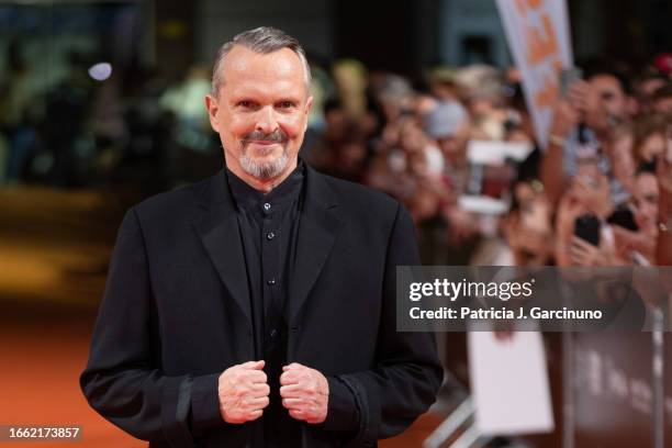 Miguel Bose attends the "Bose Renacido" premiere during the day 2 of FesTVal 2023 Television Festival on September 05, 2023 in Vitoria-Gasteiz, Spain.