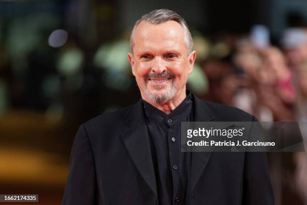 Miguel Bose attends the "Bose Renacido" premiere during the day 2 of FesTVal 2023 Television Festival on September 05, 2023 in Vitoria-Gasteiz, Spain.