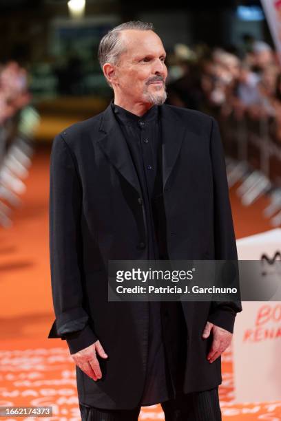 Miguel Bose attends the "Bose Renacido" premiere during the day 2 of FesTVal 2023 Television Festival on September 05, 2023 in Vitoria-Gasteiz, Spain.