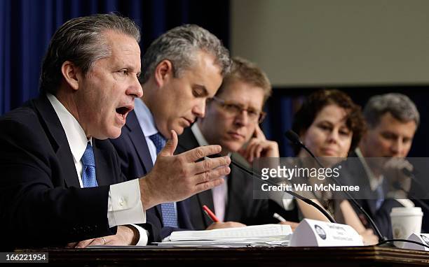 National Economic Council Director Gene Sperling; Acting OMB Director Jeffrey Zients; White House Press Secretary Jay Carney; Domestic Policy Council...