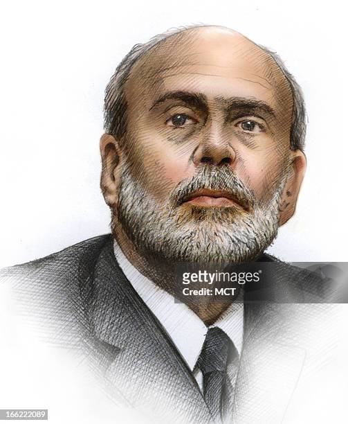 Lee Hulteng color illustration of Federal Reserve Chairman Ben Bernanke.