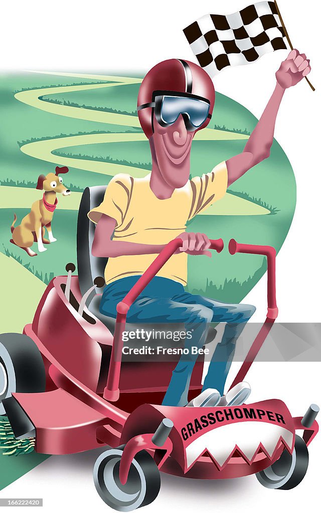Lawnmower race illustration