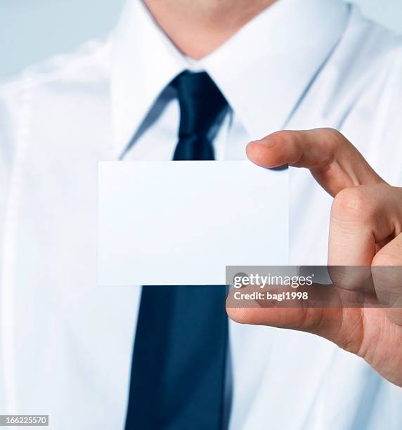 businessman holding empty card - hello my name is stock pictures, royalty-free photos & images