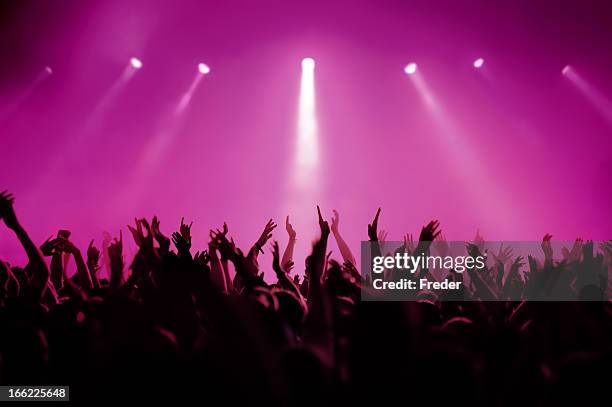 concert in pink - crowd cheering stage stock pictures, royalty-free photos & images