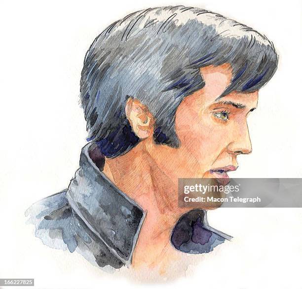 Ric Thornton watercolor illustration of Elvis Presley.