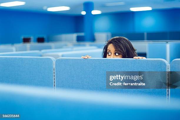 office worker hiding - cubicle stockfoto's en -beelden