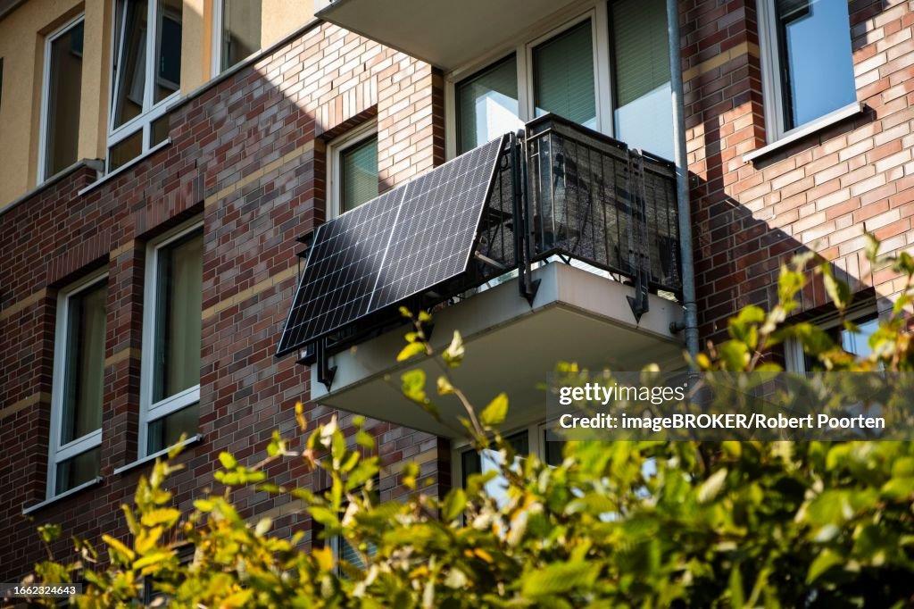 Balcony power plant on a house in Duesseldorf, Germany