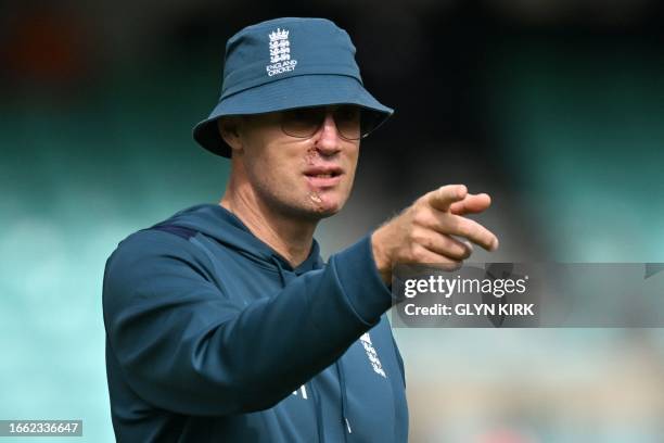 Former England cricketer, Andrew Flintoff walks on the pitch ahead of the third One Day International cricket match between England and New Zealand...