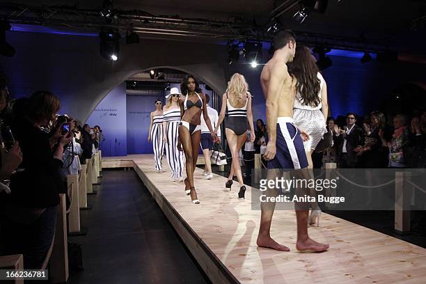 Models walk the runway during the Guido Maria Kretschmer For eBay Collection Launch at Label 2 on April 10, 2013 in Berlin, Germany.