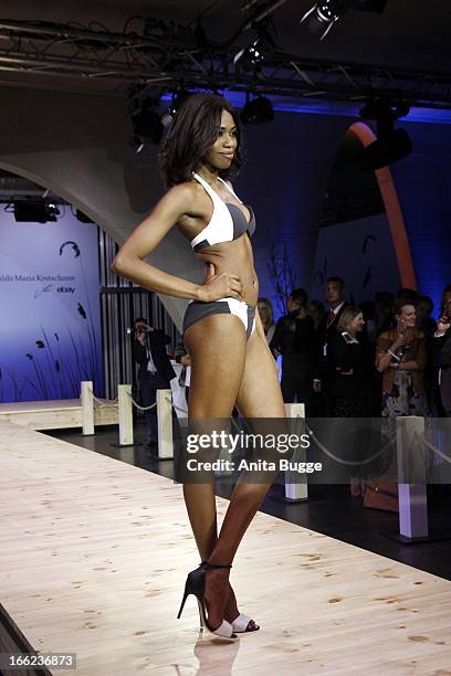 Model walks the runway during the Guido Maria Kretschmer For eBay Collection Launch at Label 2 on April 10, 2013 in Berlin, Germany.