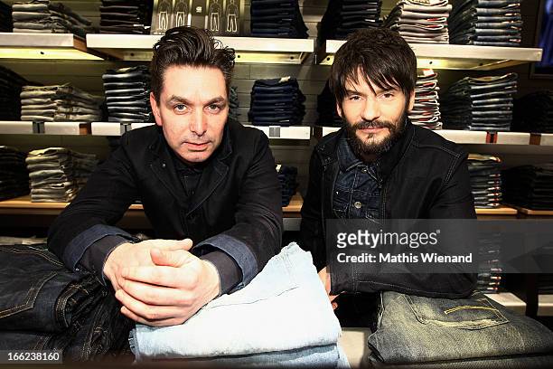 Felix Maginn and Eddy Steeneken of the Band Moke attend the G-Star Raw Flagship Store Grand Opening Cologne on April 10, 2013 in Cologne, Germany.