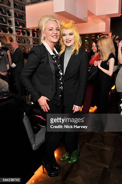 Amanda Eliasch and Pam Hogg attends as John Hurt is awarded the Liberatum cultural honour at W hotel, Leicester Sq on April 10, 2013 in London,...