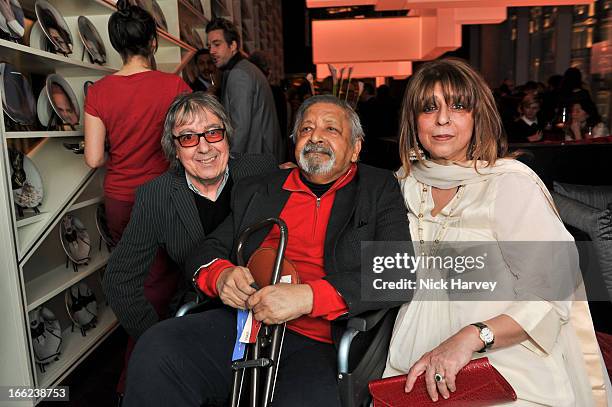 Bill Wyman, VS Naipaul, Nadira Naipaul attends as John Hurt is awarded the Liberatum cultural honour at W hotel, Leicester Sq on April 10, 2013 in...