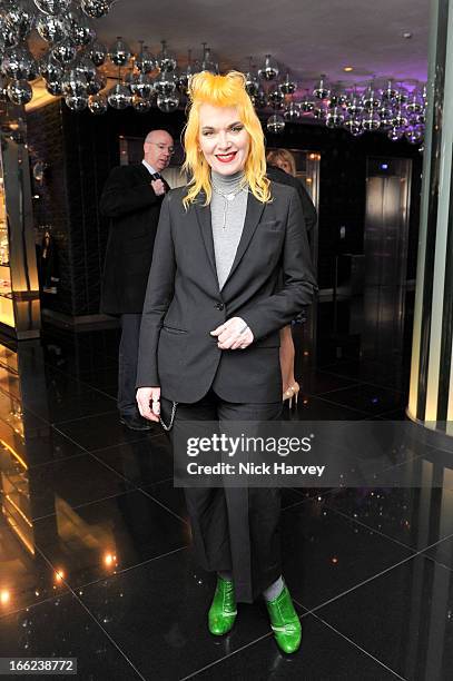 Pam Hogg attends as John Hurt is awarded the Liberatum cultural honour at W hotel, Leicester Sq on April 10, 2013 in London, England.