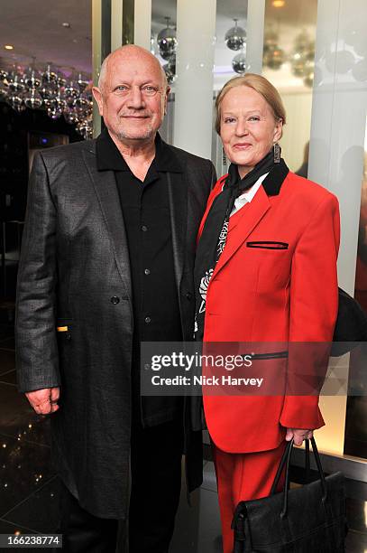 Steven Berkoff and Shelley Lee attend as John Hurt is awarded the Liberatum cultural honour at W hotel, Leicester Sq on April 10, 2013 in London,...