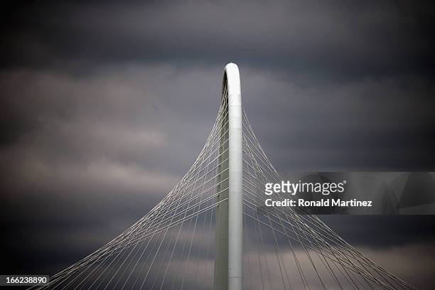 View of the Margaret Hunt Hill Bridge on April 4, 2013 in Dallas, Texas. The bridge was opened in 2012 and was designed by Spanish architecht...