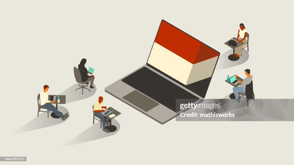 Indonesia flag on laptop