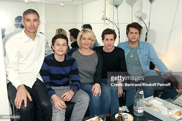 Paul Belmondo with his wife Luana Belmondo and their sons Giacomo , Victor and Alessandro attend 'Vivement Dimanche' French TV Show, for the 80th...