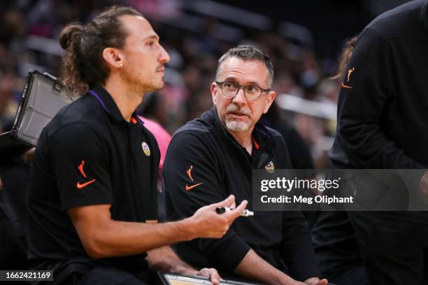 Head Coach Curt Miller of the Los Angeles Sparks looks on during the second half against the Chicago Sky at Crypto.com Arena on August 29, 2023 in...