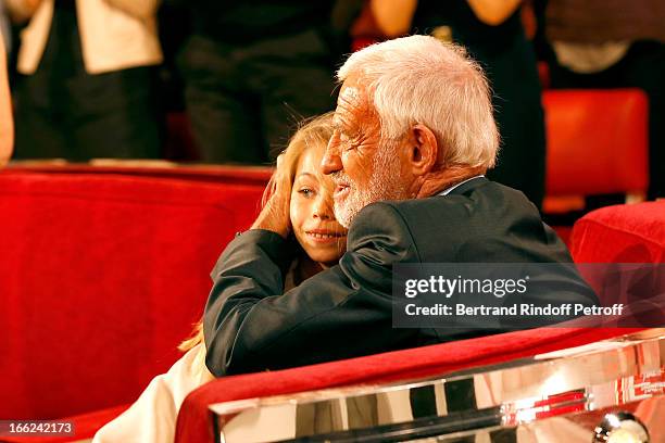 Jean-Paul Belmondo with his daughter Stella attend 'Vivement Dimanche' French TV Show, for the 80th anniversary of Jean-Paul Belmondo, at Pavillon...
