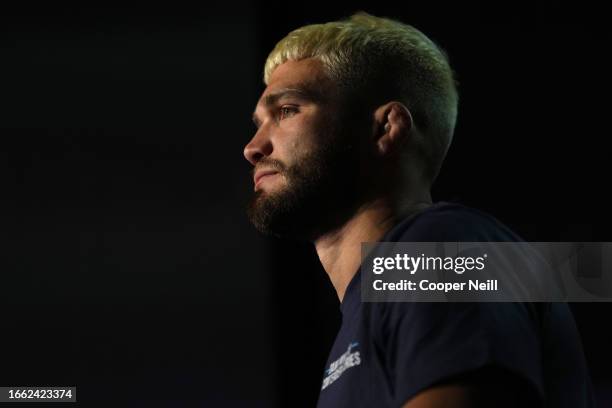 Serhiy Sidey of Ukraine prepares to face Ramon Taveras in a bantamweight fight during Dana White's Contender Series season seven, week five at UFC...