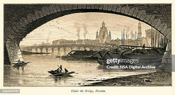 under the augustus bridge, dresden, germany - augustus caesar stock illustrations