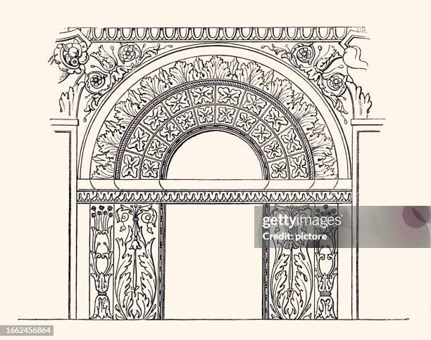 renaissance style entrance porch : ornamental pattern (xxxl) - luxury back porch stock illustrations