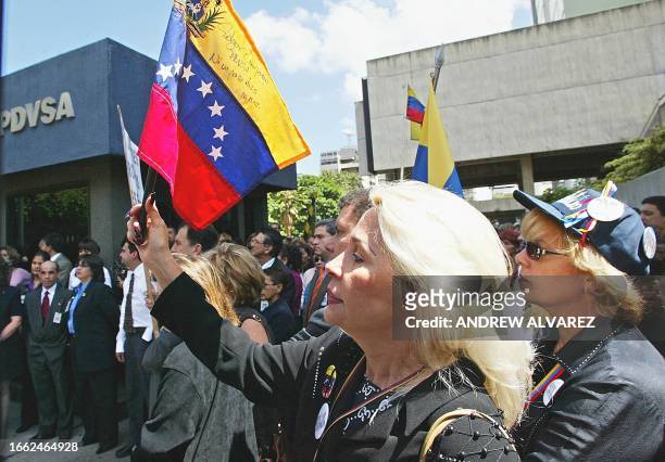 Workers of the Petroleos state company of Venezuela , demonstrate in Caracas, 11 November 2002. Managers and adminstrative employees of PDSVA...