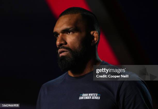 Brendson Ribeiro of Brazil prepares to face Bruno Lopes of Brazil in a light heavyweight fight during Dana White's Contender Series season seven,...