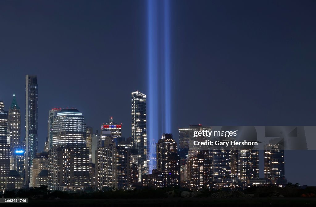 Annual Tribute in Light is Setup in New York City