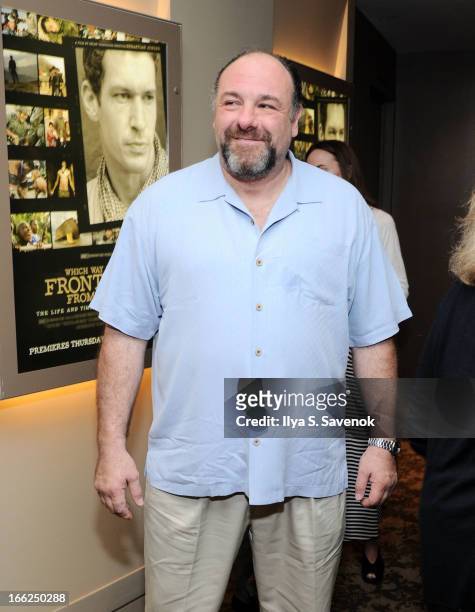 James Gandolfini attends "Which Way Is The Frontline From Here?" New York Premiere at HBO Theater on April 10, 2013 in New York City.