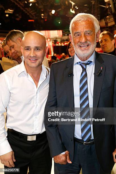 Jean-Paul Belmondo and Rachid Ferrache attend 'Vivement Dimanche' French TV Show, for the 80th anniversary of Jean-Paul Belmondo, at Pavillon Gabriel...