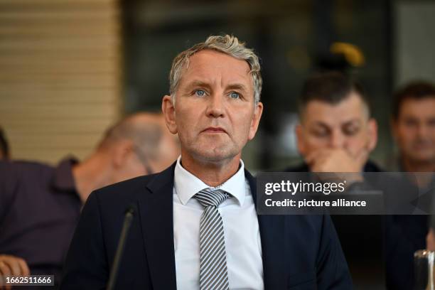 September 2023, Thuringia, Erfurt: Björn Höcke, head of the AfD parliamentary group, waits for a question period to begin in the Thuringian state...