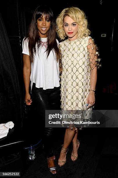 Singers Kelly Rowland and Rita Ora attend the 4th Annual ELLE Women in Music Celebration at The Edison Ballroom on April 10, 2013 in New York City.