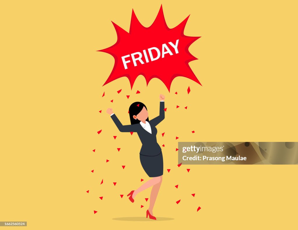 Think Friday Happy Friday Concept Businesswoman Feel Happy On Friday Happy Lifestyle ...