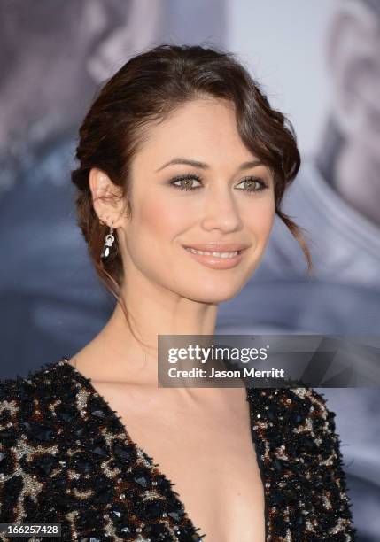 Actress Olga Kurylenko arrives at the premiere of Universal Pictures' "Oblivion" at Dolby Theatre on April 10, 2013 in Hollywood, California.