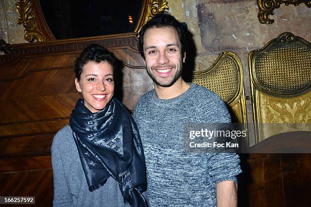 Gaelle Gauthier and Dan Menasche from musical comedy 'Mamma Mia' attend the Diana Espir' Show Case At the Reservoir Club on April 10, 2013 in Paris,...