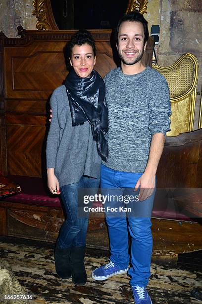 Gaelle Gauthier and Dan Menasche from musical comedy 'Mamma Mia' attend the Diana Espir' Show Case At the Reservoir Club on April 10, 2013 in Paris,...