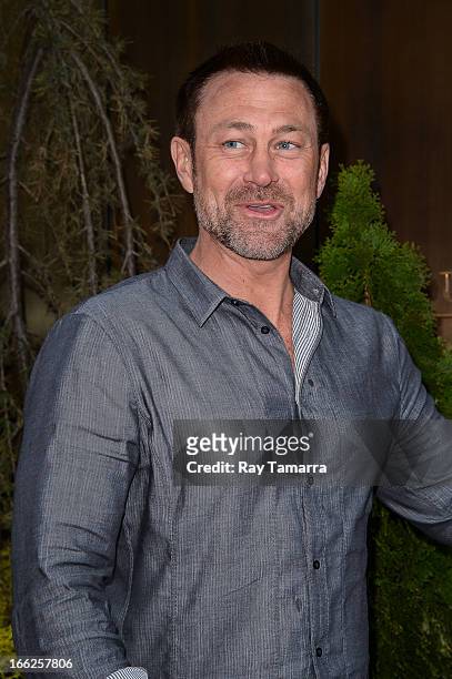 Actor Grant Bowler enters his Soho hotel on April 10, 2013 in New York City.