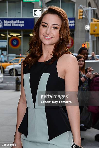 Actress Allison Scagliotti leaves her Soho hotel on April 10, 2013 in New York City.